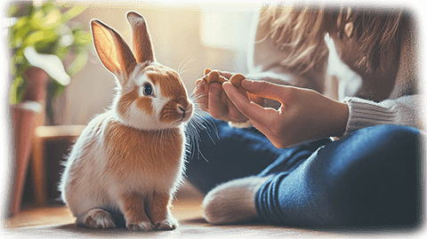 rabbit hand feeding